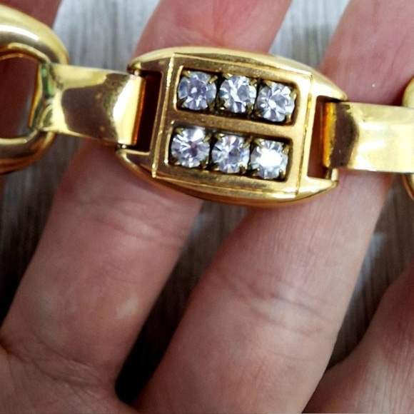 ESCADA Women’s Vintage Gold Tone Belt with Rhinestone Accents Made in Spain E main image 2